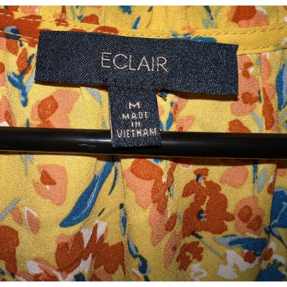 Eclair Women's Floral Yellow Blouse Long Sleeve Size M - Picture 3 of 3